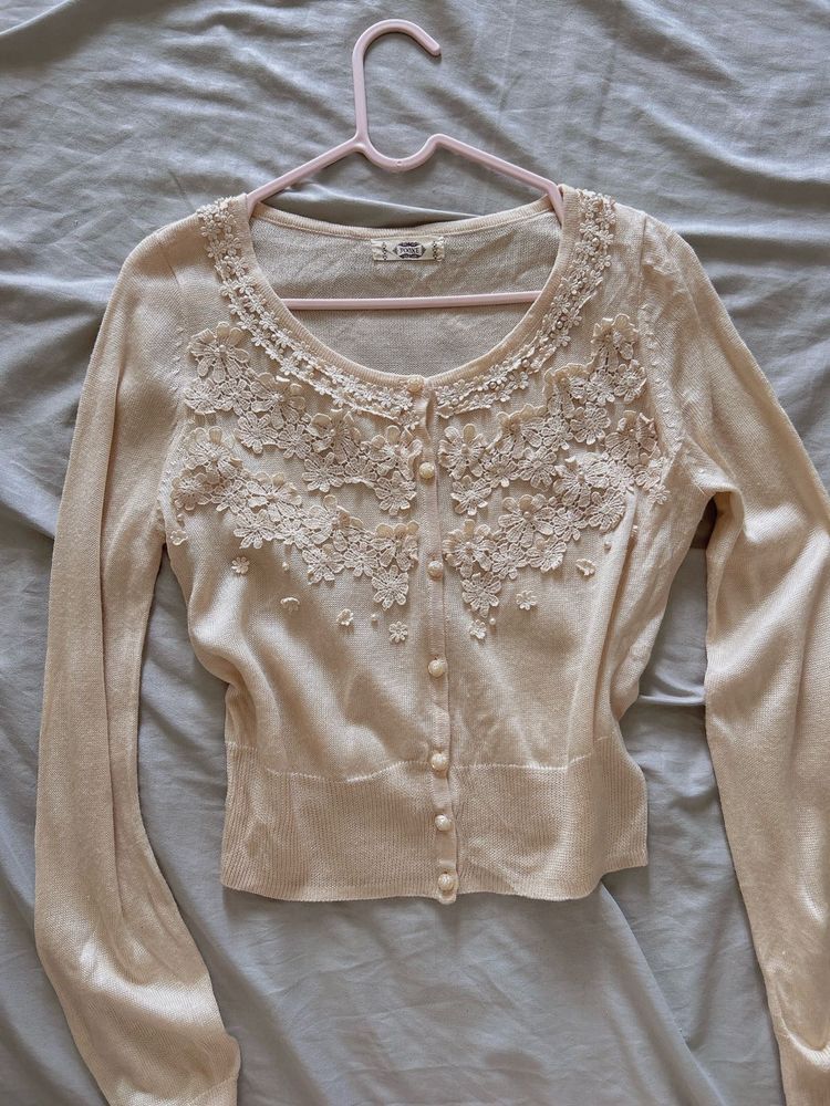 beige cardigan