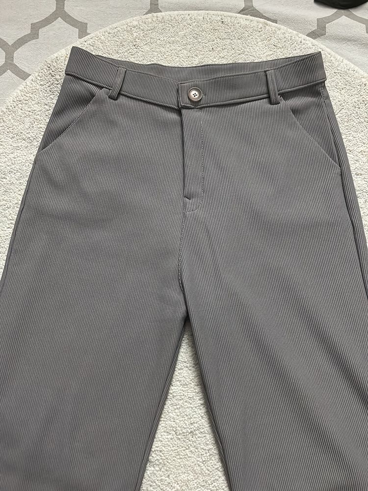 Grey Straight Formal Pants