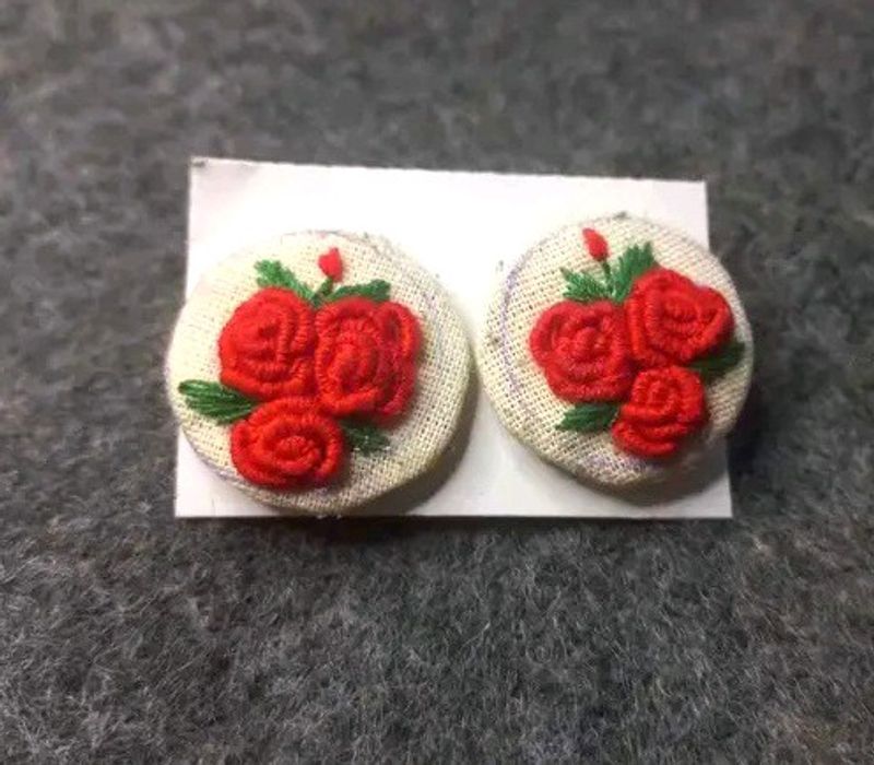 Embroidered Rose Earring