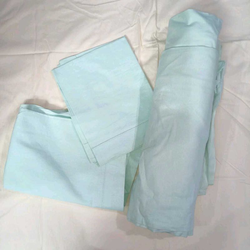 Blue Double Bedsheet With 2 Pillow Cover