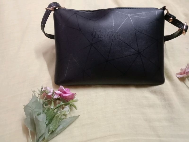 Black Printed Sling Bag