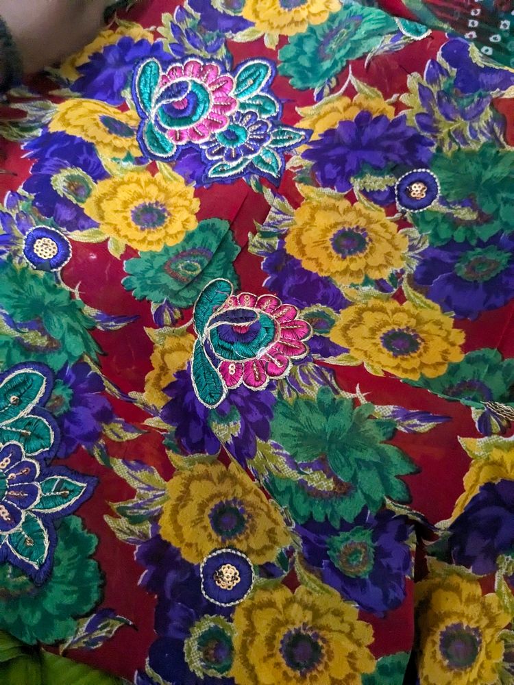 Multicolour Embroidery Saree