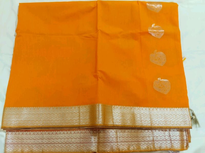 New Cotton Saree With Stitched Blouse Unused