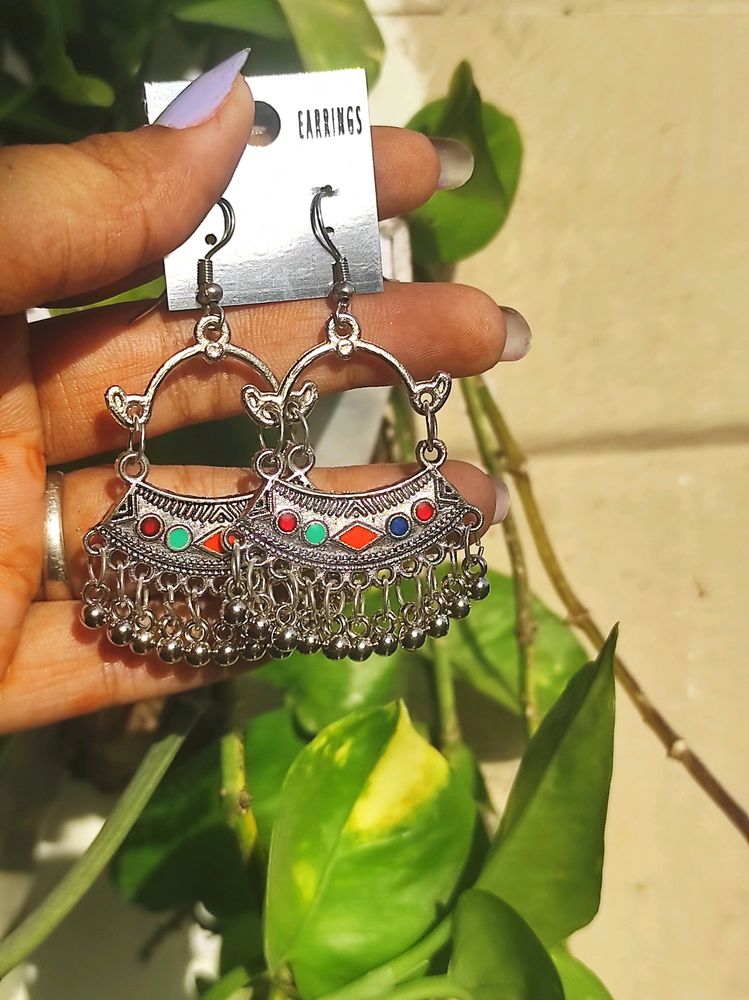 Oxidized Jhumkas Ghungroo Statement Studs Earring