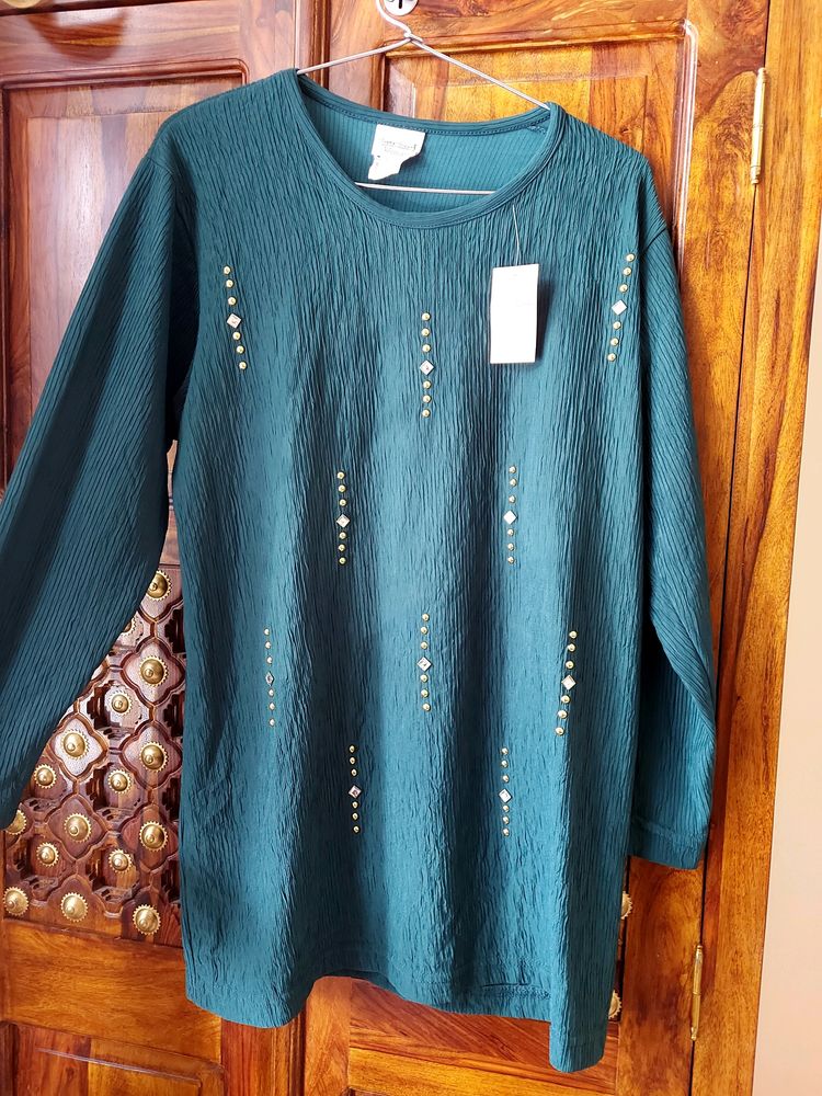 Green Casual Long Tunic Top With Tags (New)