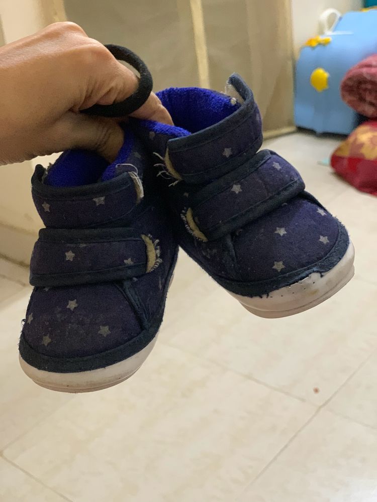 Blue Shoes For Baby Boy With Double Strap