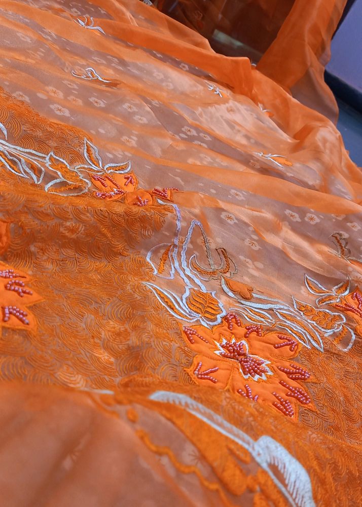 Reduced Price Orange ORGANZA SAREE🧡