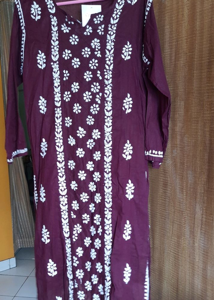 Brown Thread Work Kurta