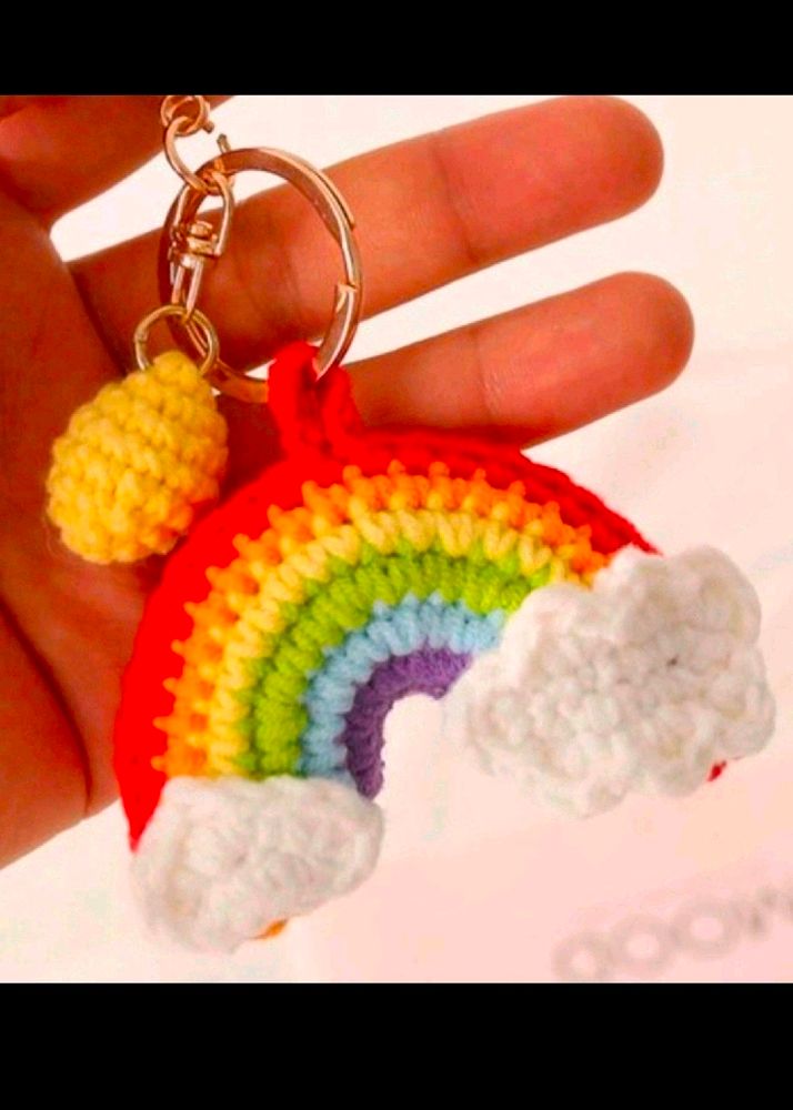 Crochet Rainbow Keychain