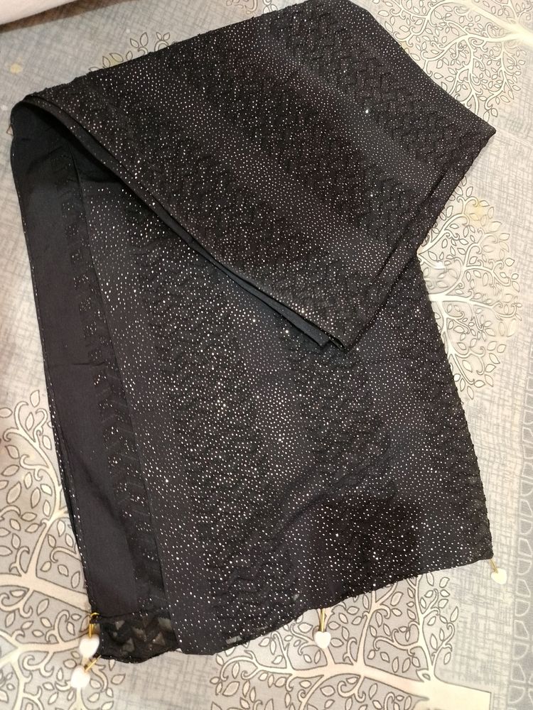 Cotton Black Shimmery Hijab