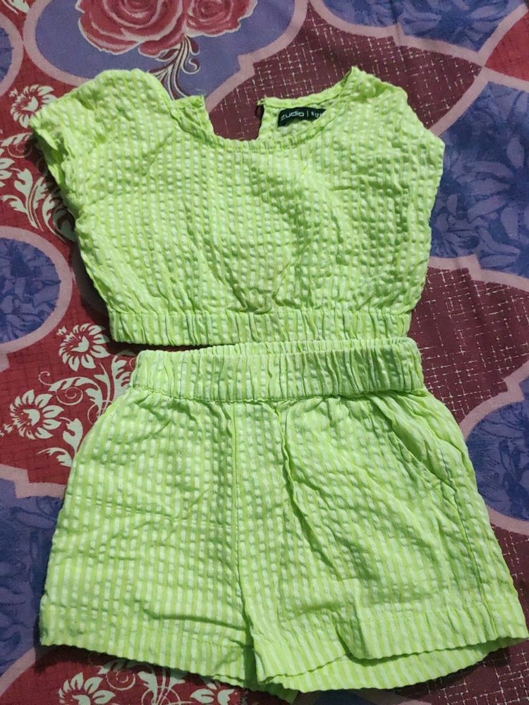 Green Short With Top For 9-12 Month Baby Girl