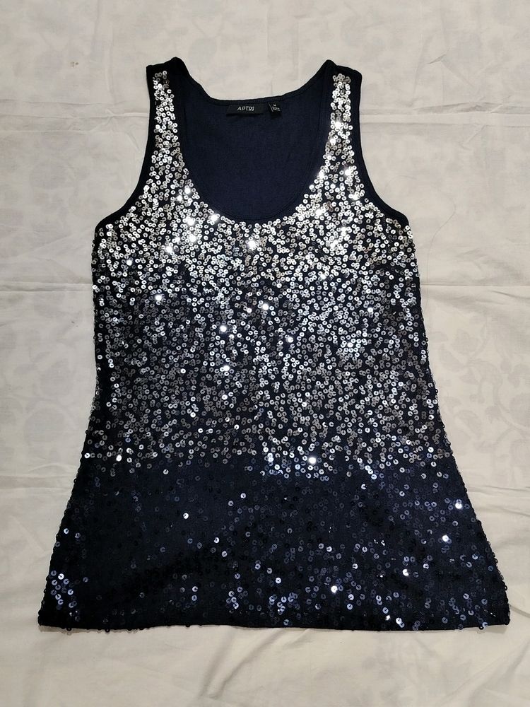 A Blue Partywear Sequin Top