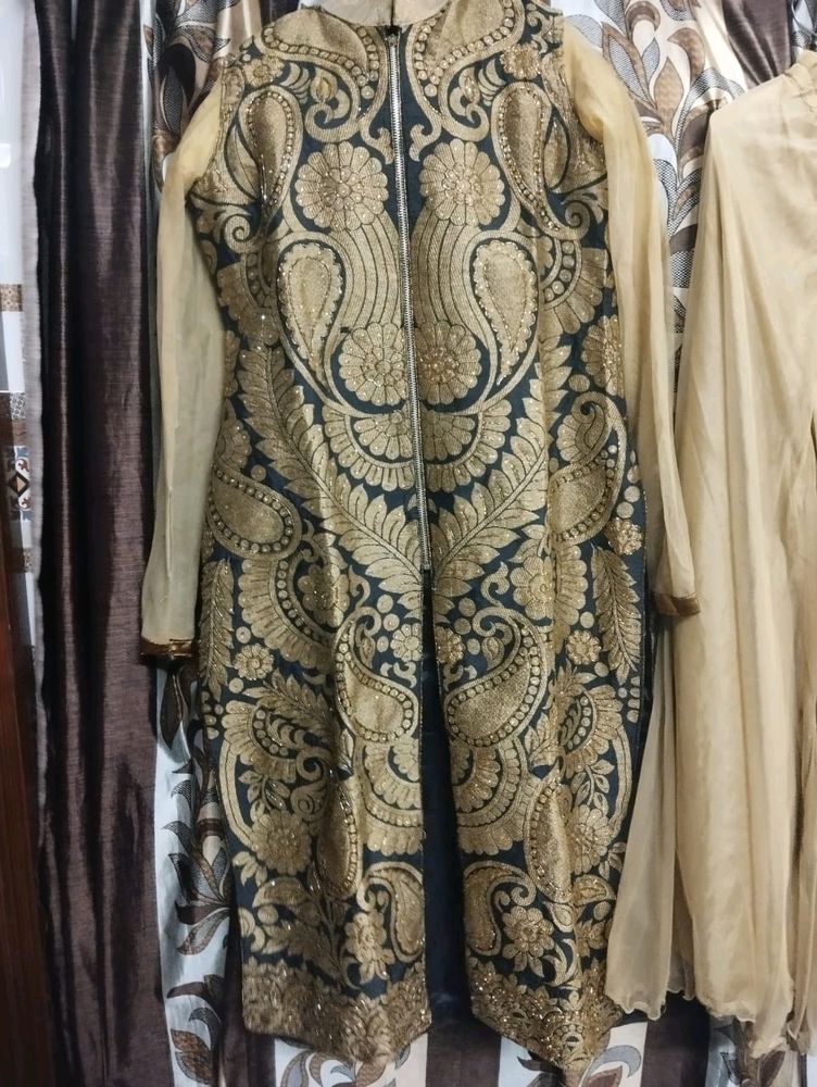 Sharara With Long Kurta Front Side Zip And Dupatta