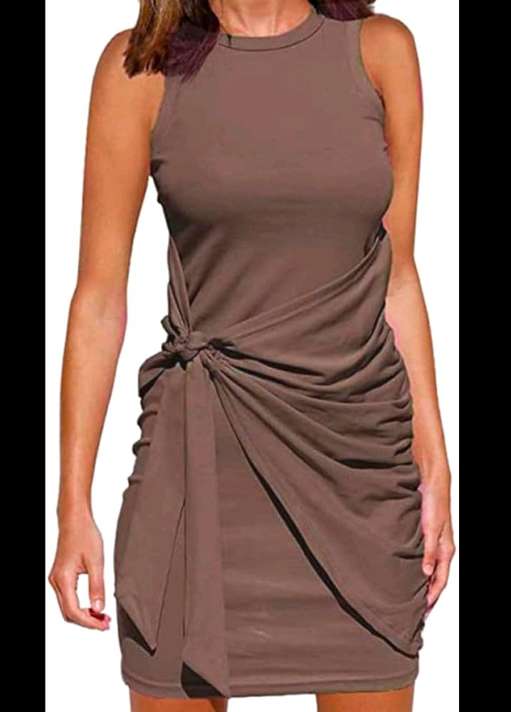 URBANIC New Tie-up Slim Casual Sleeveless Dress