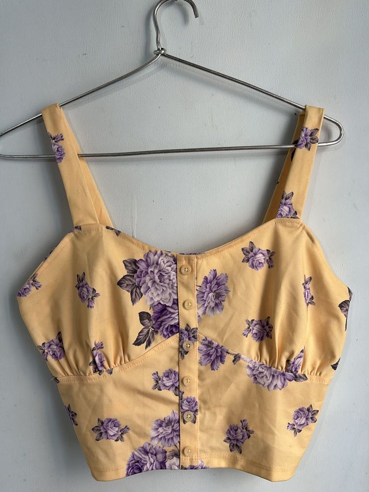 Floral Yellow Crop Top