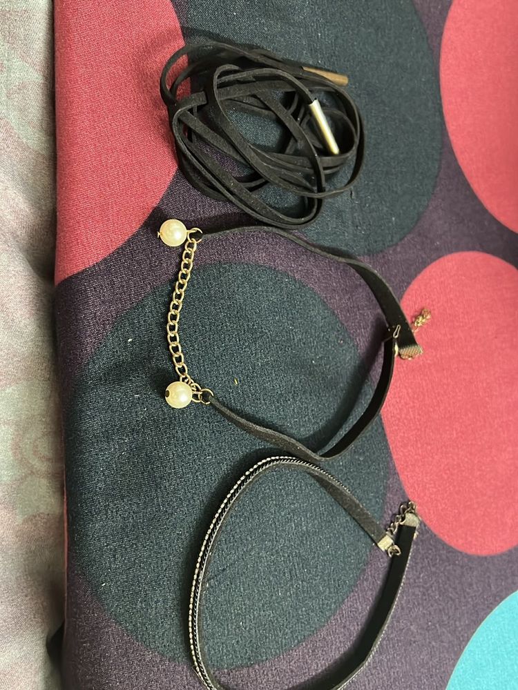 3 Black Thread Choker Necklace