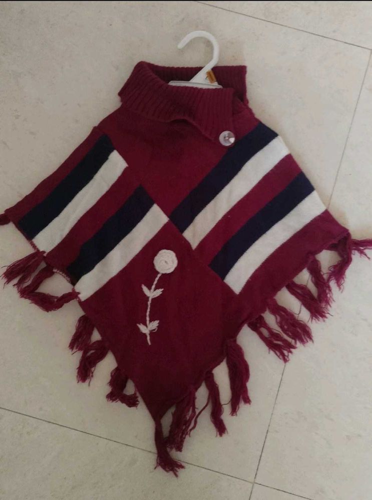 Girls Pucho Style Sweater