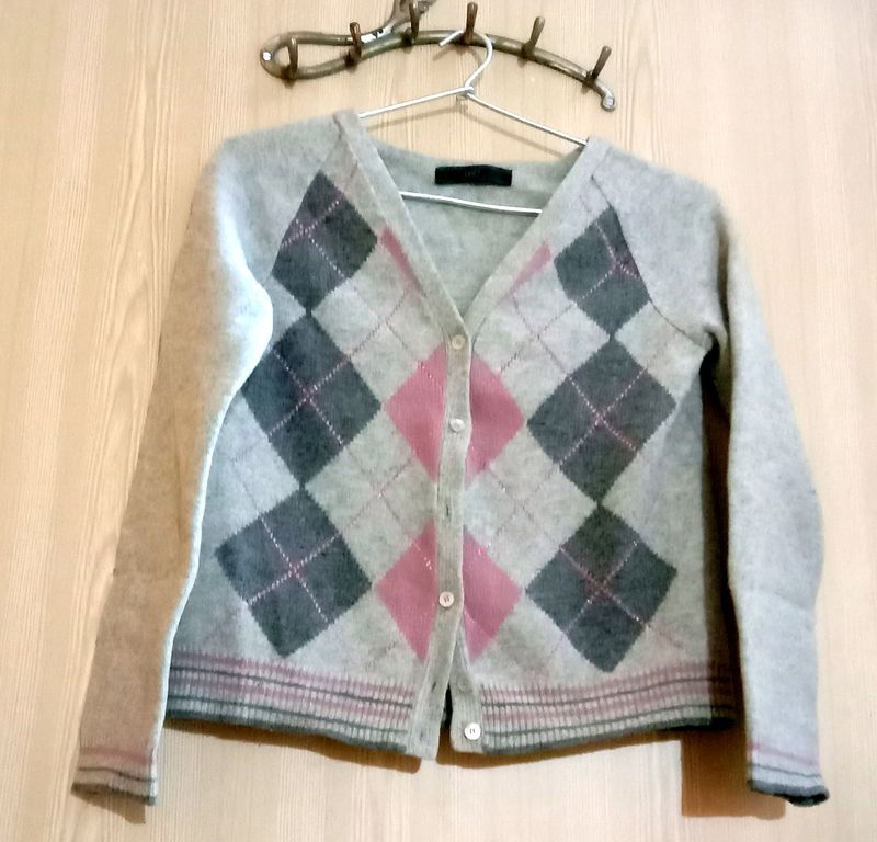 Korean Plaid Button Cardigan