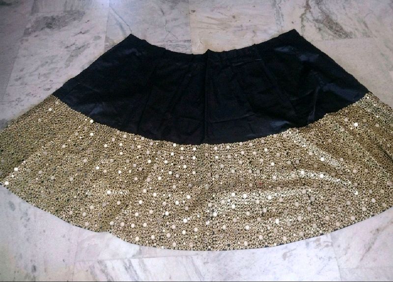 Black Semi-stitched Lehenga