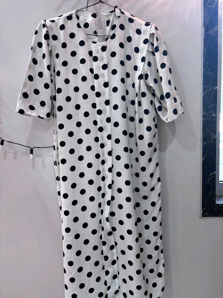 White Polka Dress