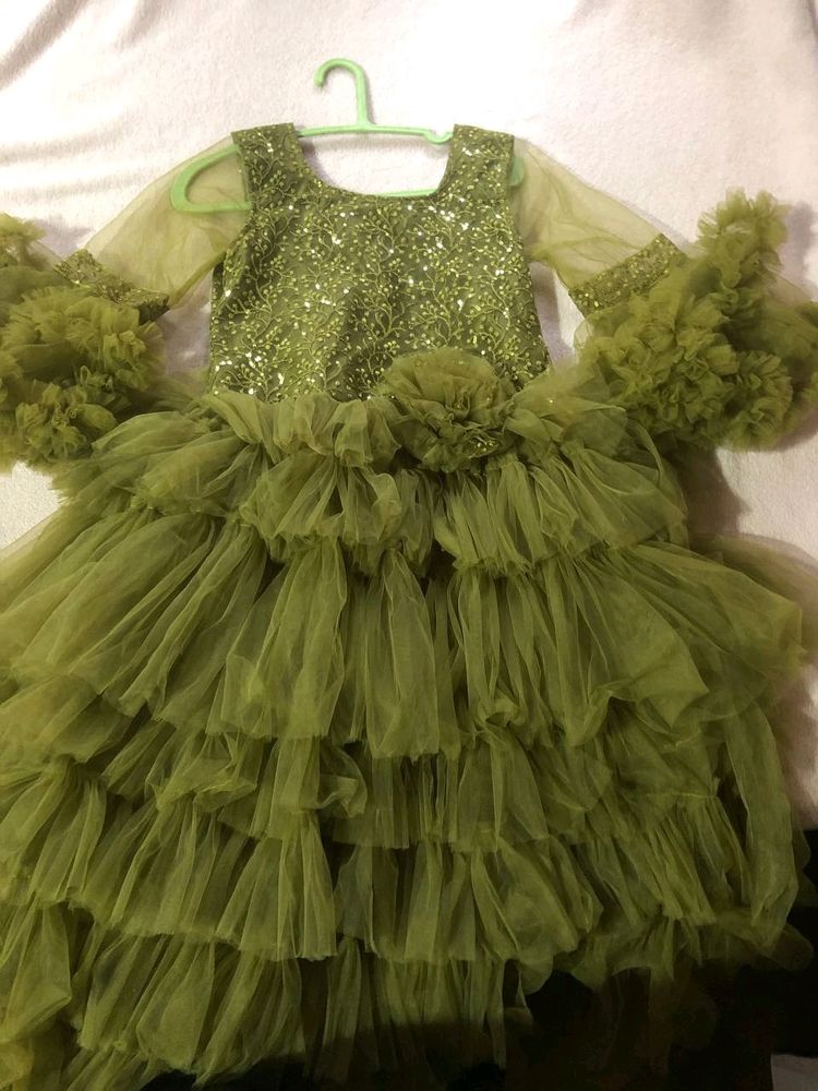 Olive Green Layered Dress