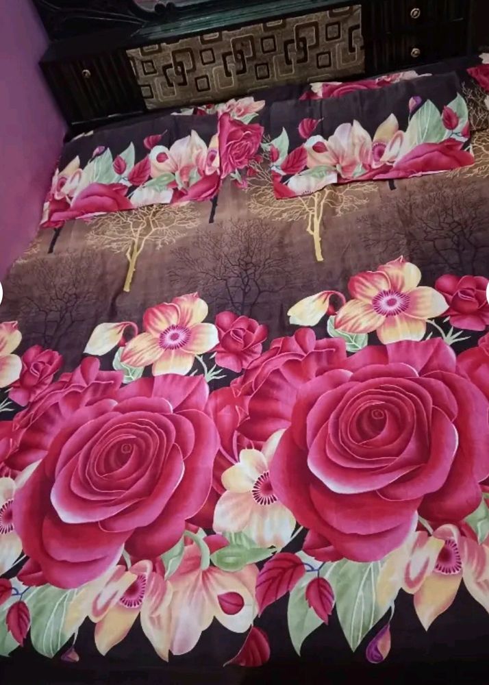 Double Bedsheet With 2 Pillow Covers