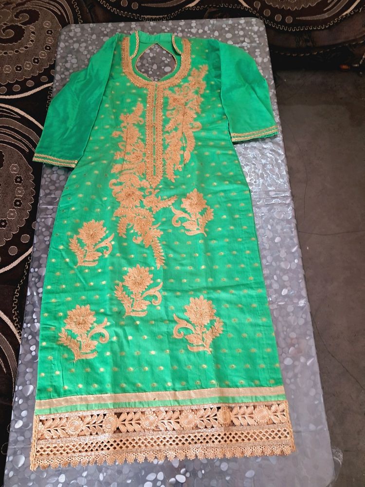 Designer Green Kurta Golden Lace In Sale