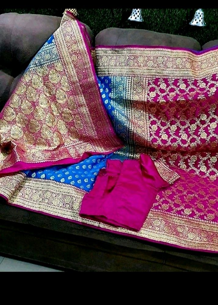 Very beautiful  pink firozi saree