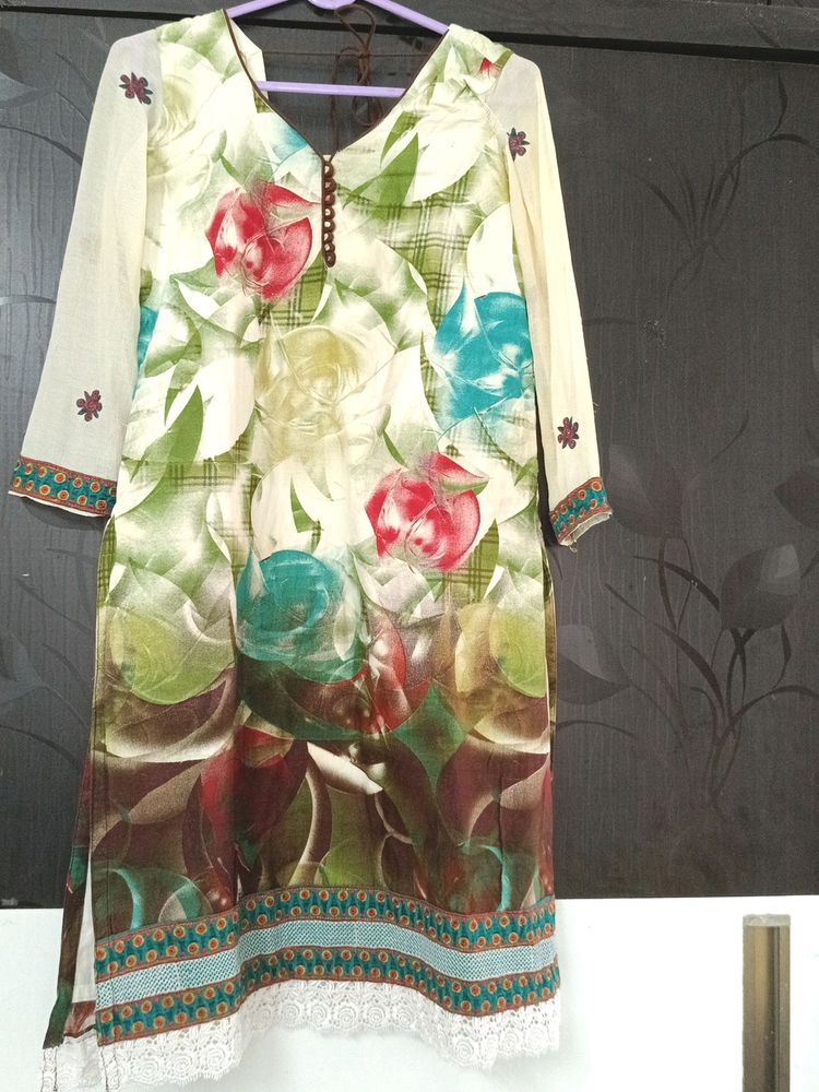 Trendy Floral Pre Stitched Kurthi