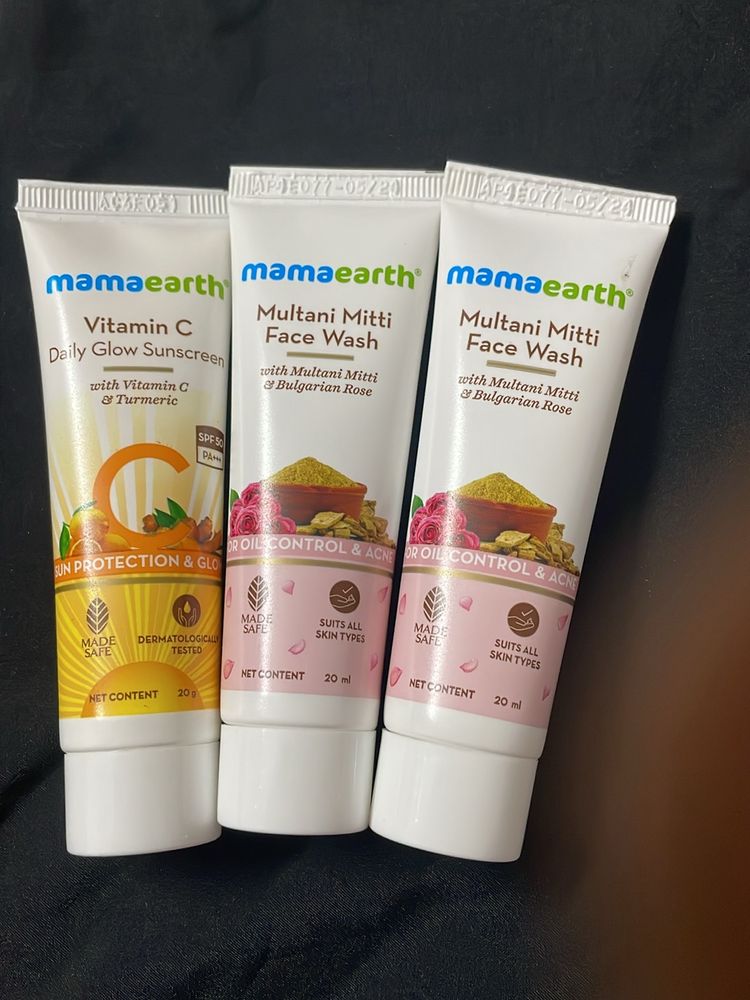 Mama Earth Multani Mitti Facewash And Sunscreen