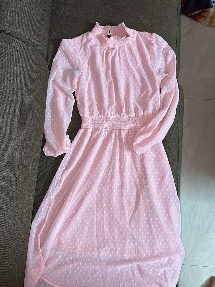 Pink Polyester Dress