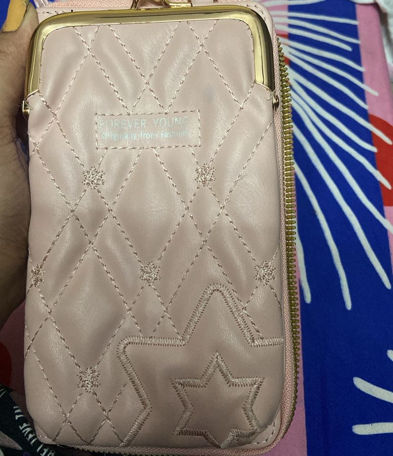 Pink Wallet & Sling bag 2 In 1 Clutch.