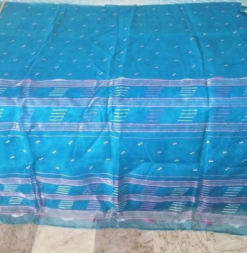 blue fancy thread work light weight saree