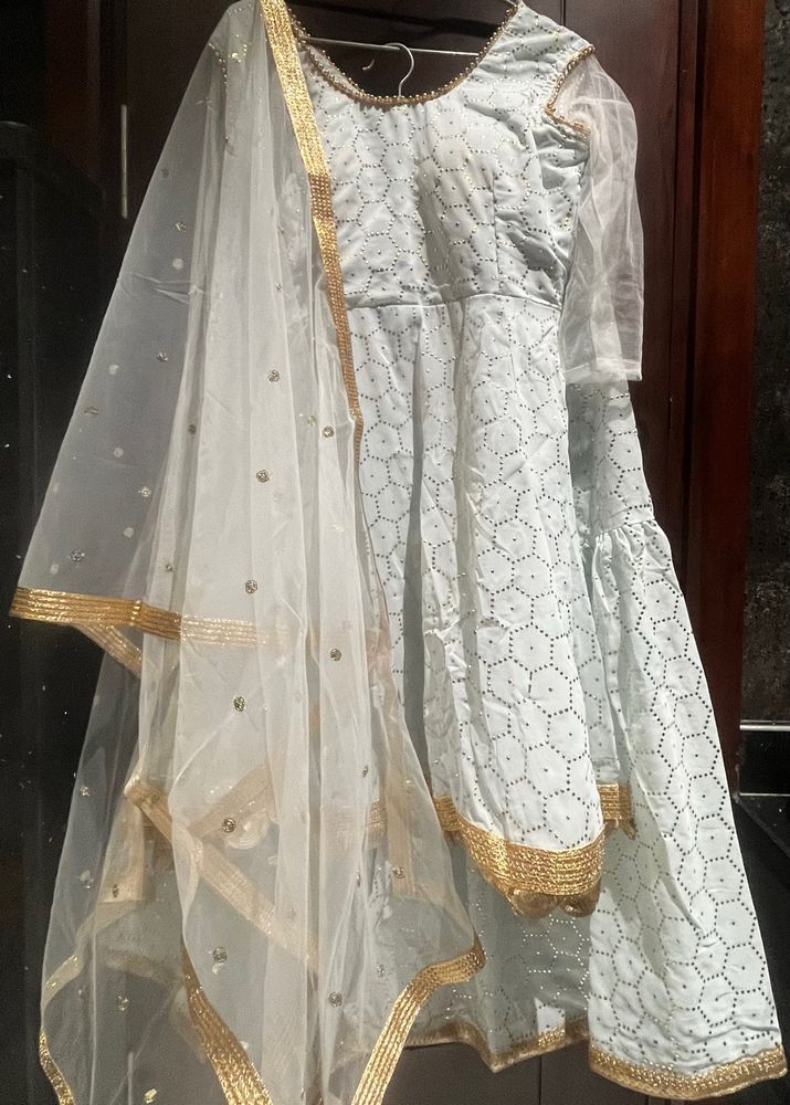 Party Wear Pastel Blue Gharara Set With Dupatta