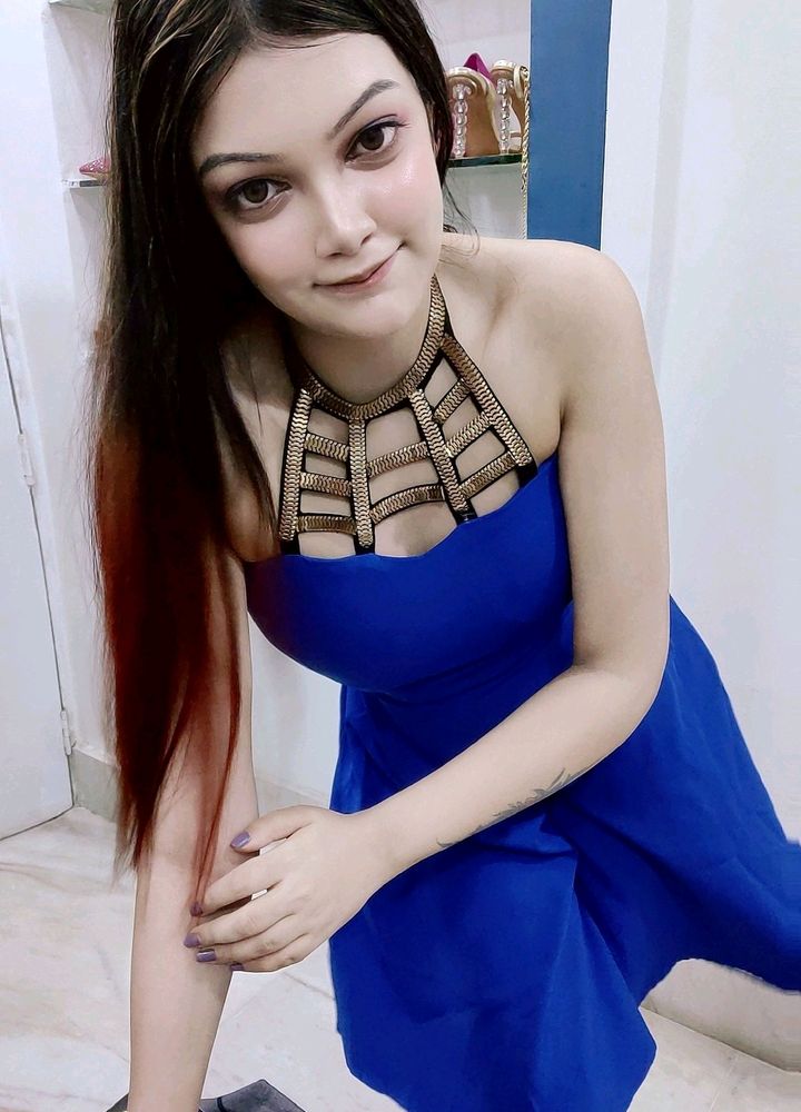 Blue Golden Off shoulder Dress