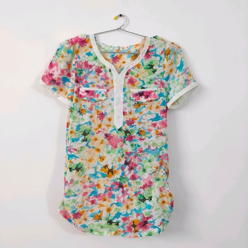 Korean imported multicolour top