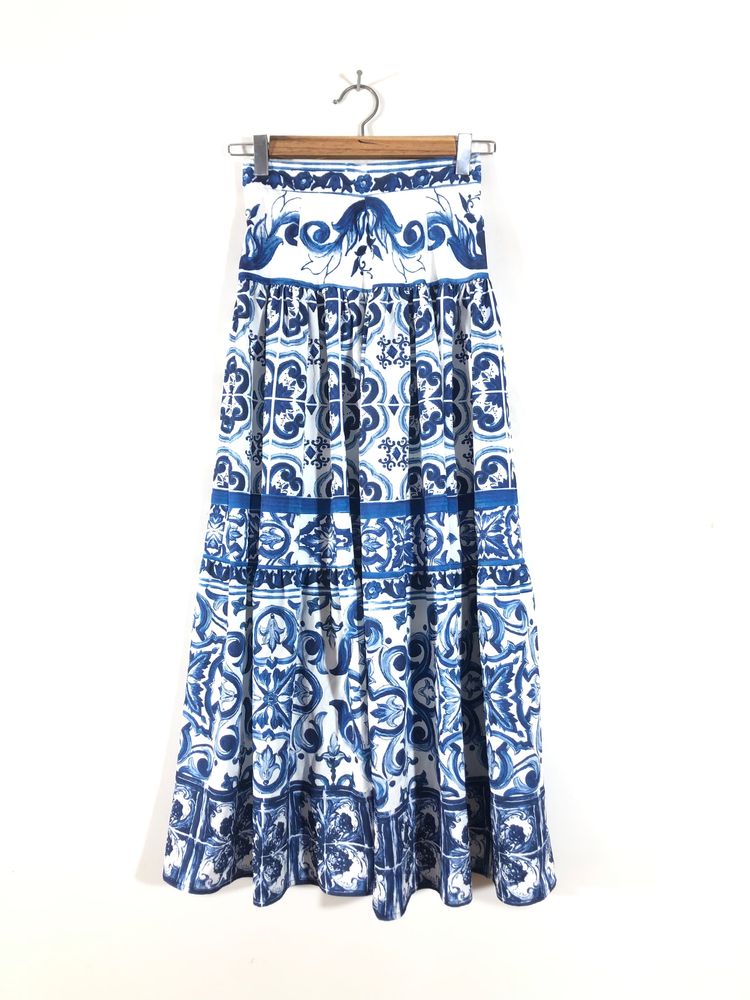 White&Blue Printed Skirt(Women’s)