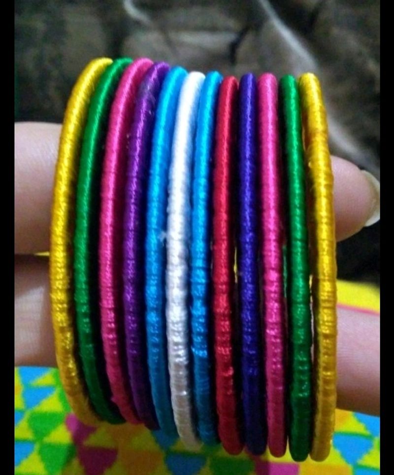 multi colour silk thread bangles