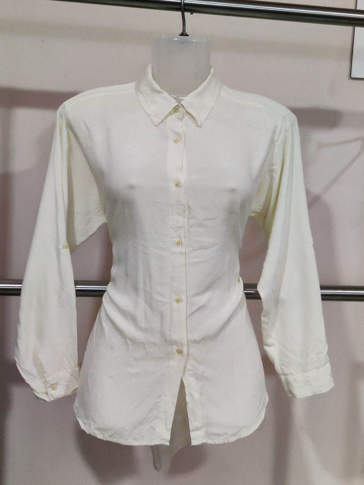 Women Formal Off White Shirt