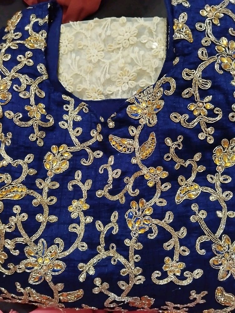 Navy Blue Stitched Chanderi Silk Suit..!