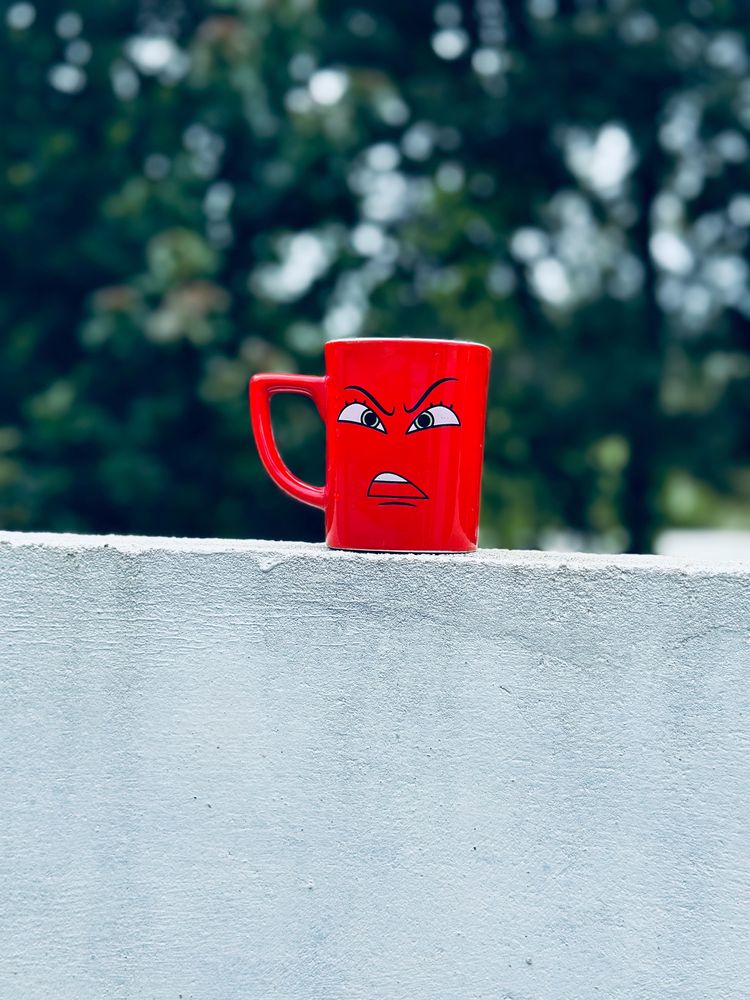 Tea Cup Printed Glass Red Mug Nescafe Coffee Kit