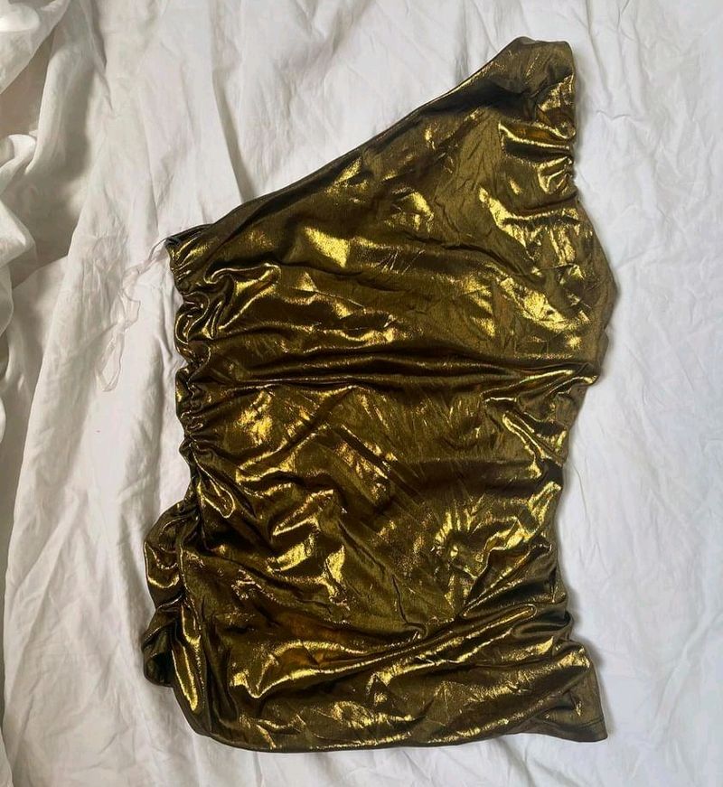 Golden One Shoulder Top