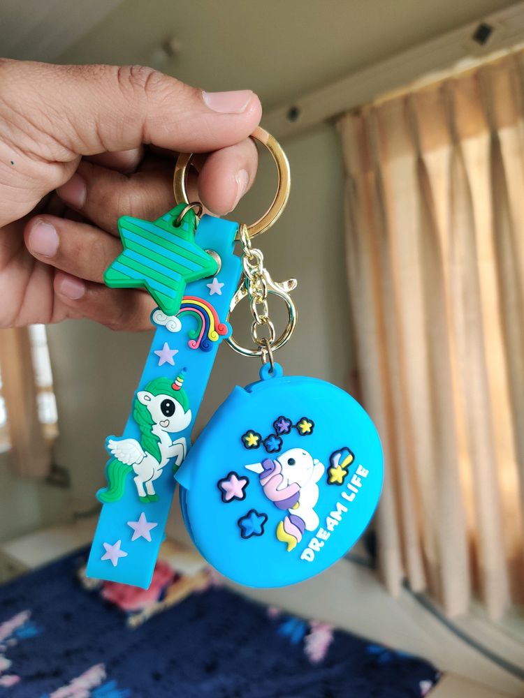 Unicorn Mirror Keychain (Blue Colour)