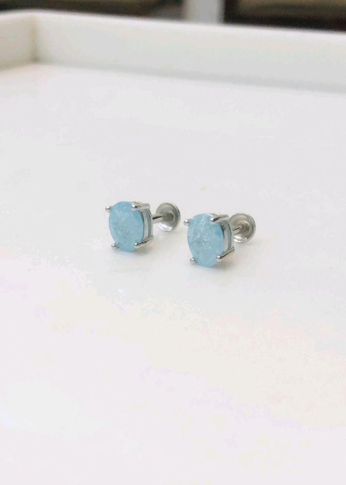 Sky Stone Earrings Tops Pure Silver 925