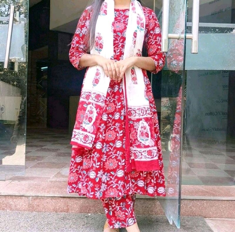 Women Floral Printed Anarkali Kurta Set