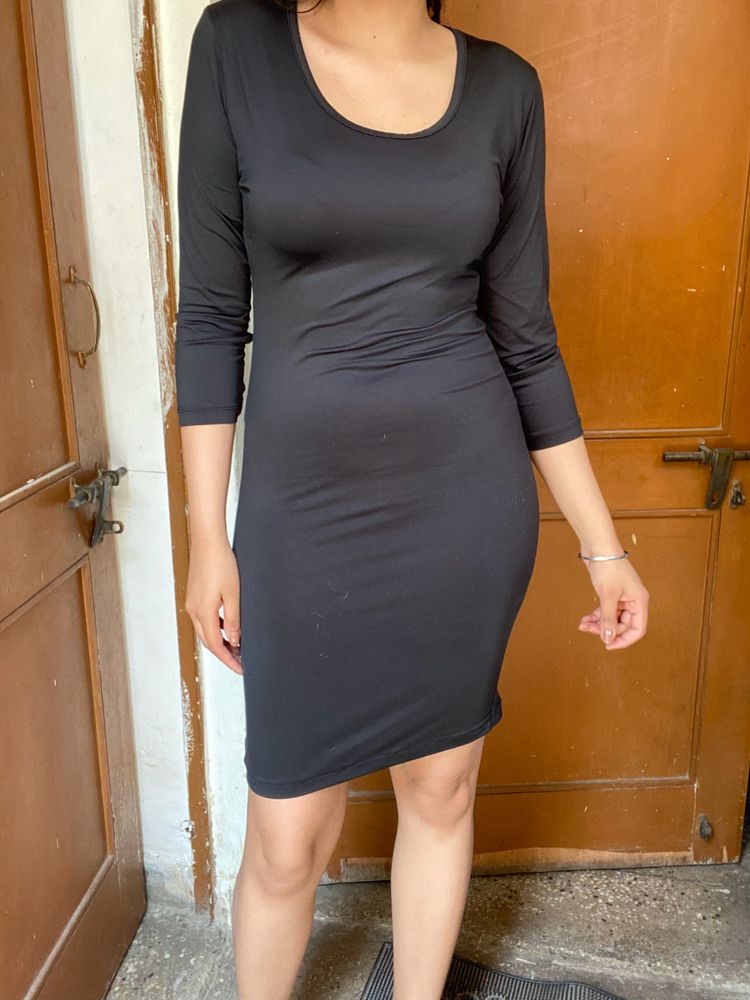 Black Stretchable Fitted Dress