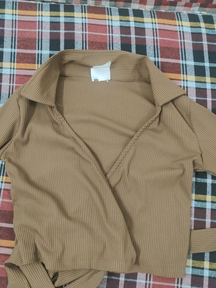 Brown Wrap Around Top