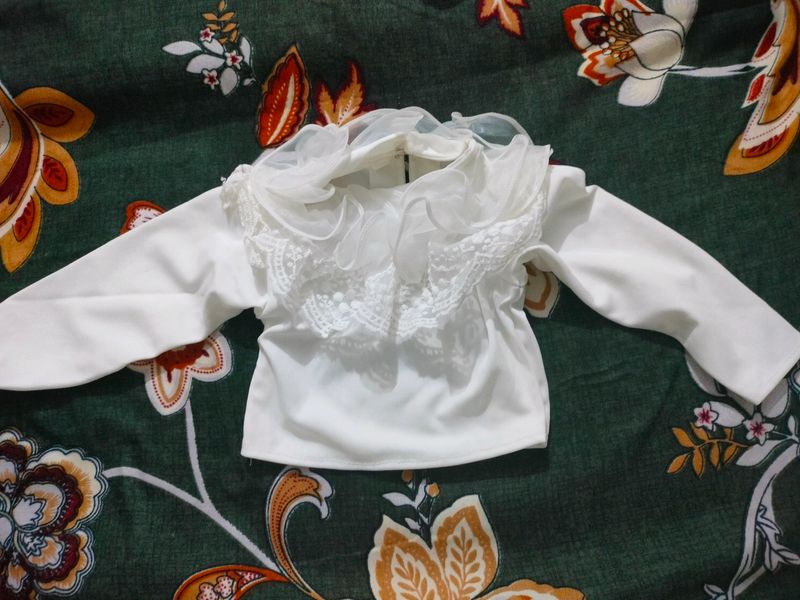 White Cute Top For Kids