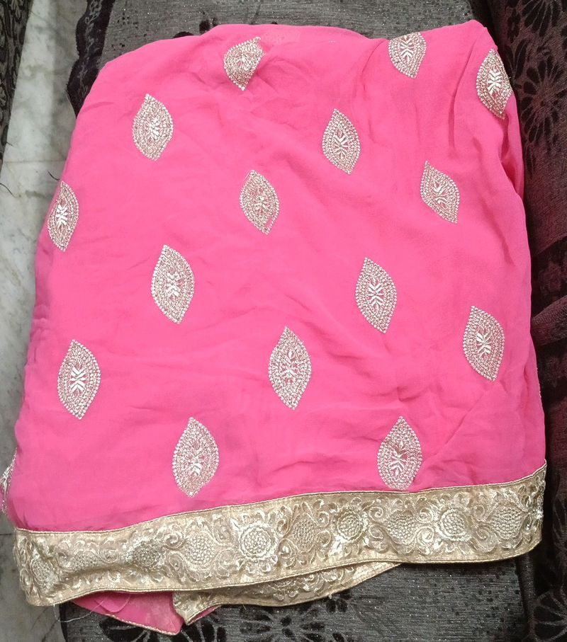 Pink Saree With Blouse