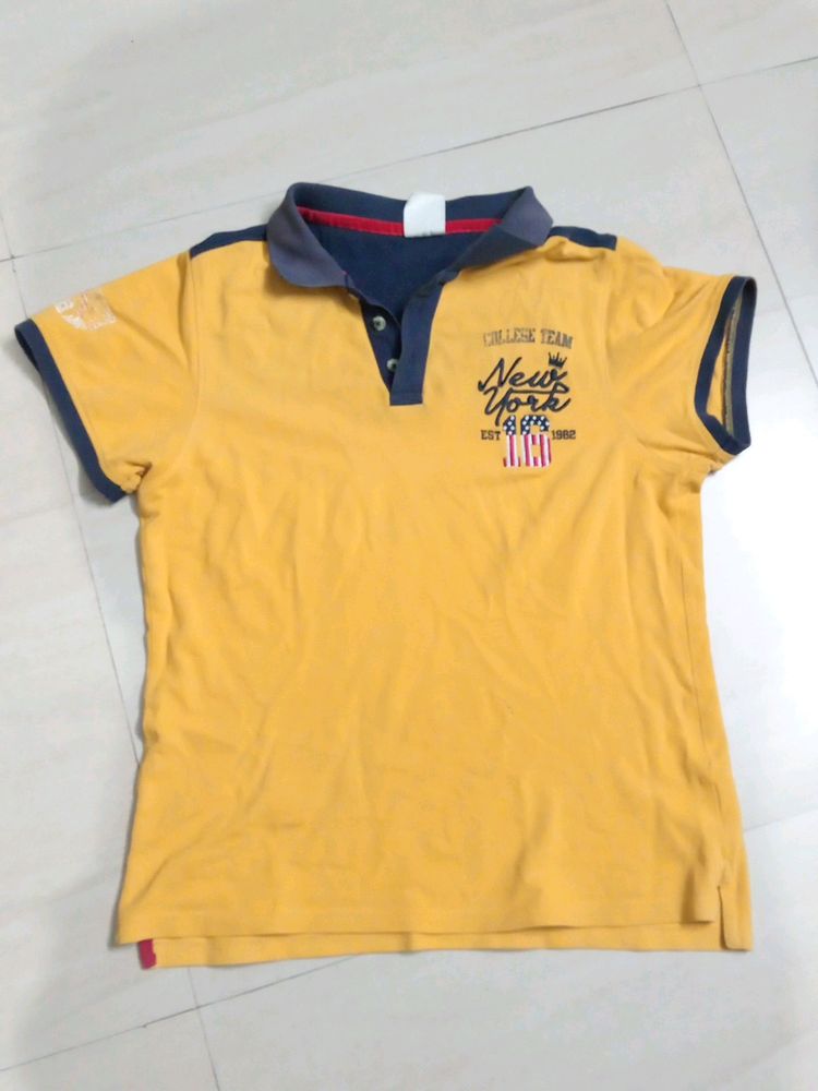 Boys' Polo Tshirt Mustard Yellow Color